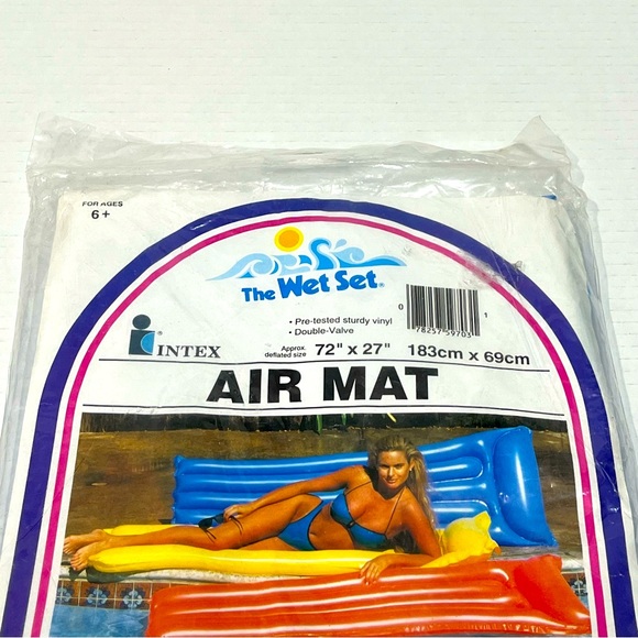 Vintage 1992 Intex Vinyl Air Mat 72” x 27” Blue Inflatable Pool Float New Sealed - Picture 3 of 6